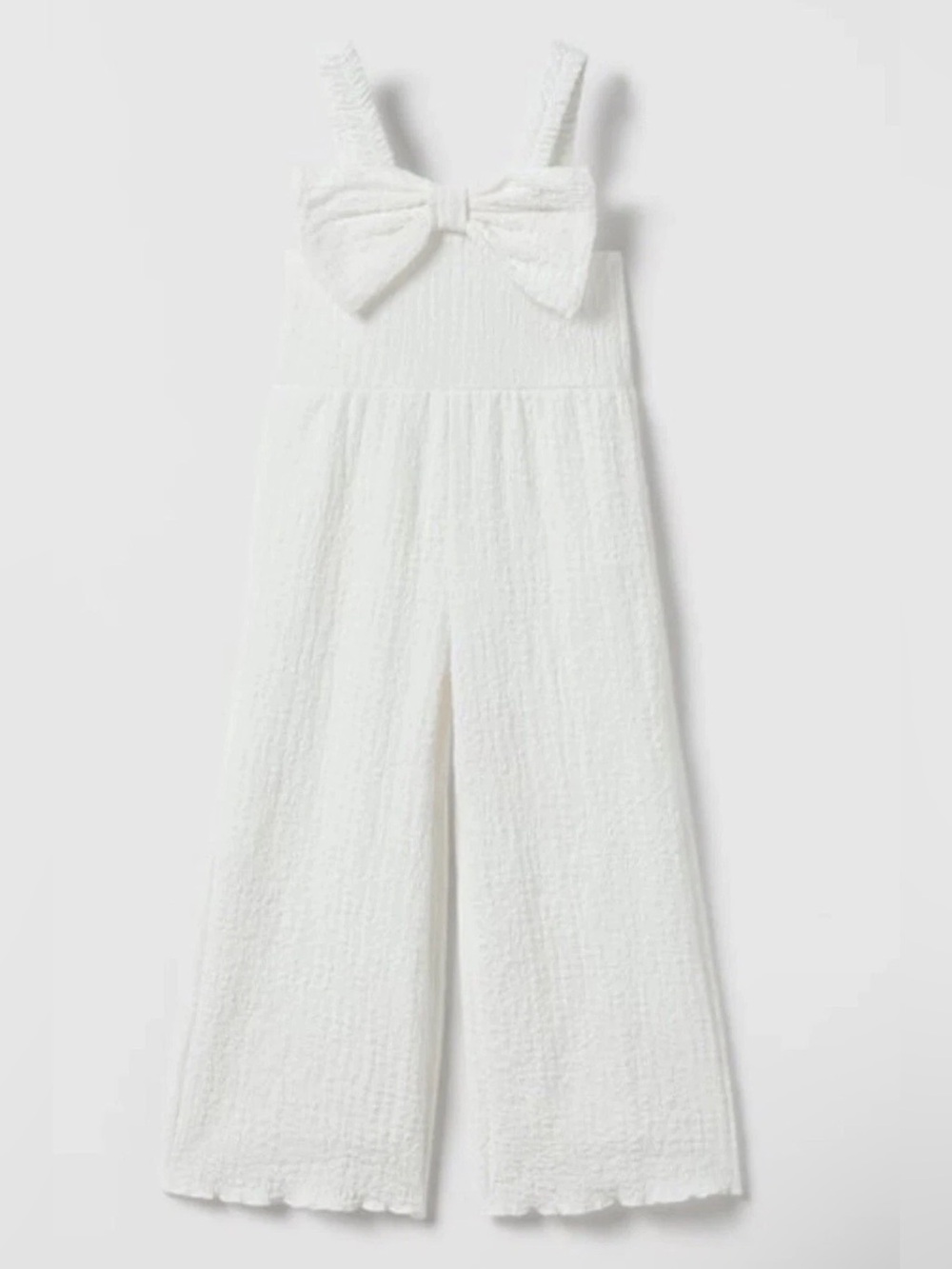 Zara Girls White Ruffled Textured Jumpsuit Romper 13-14 Years